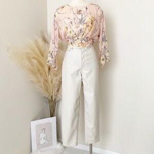 NWOT cream faux leather pants